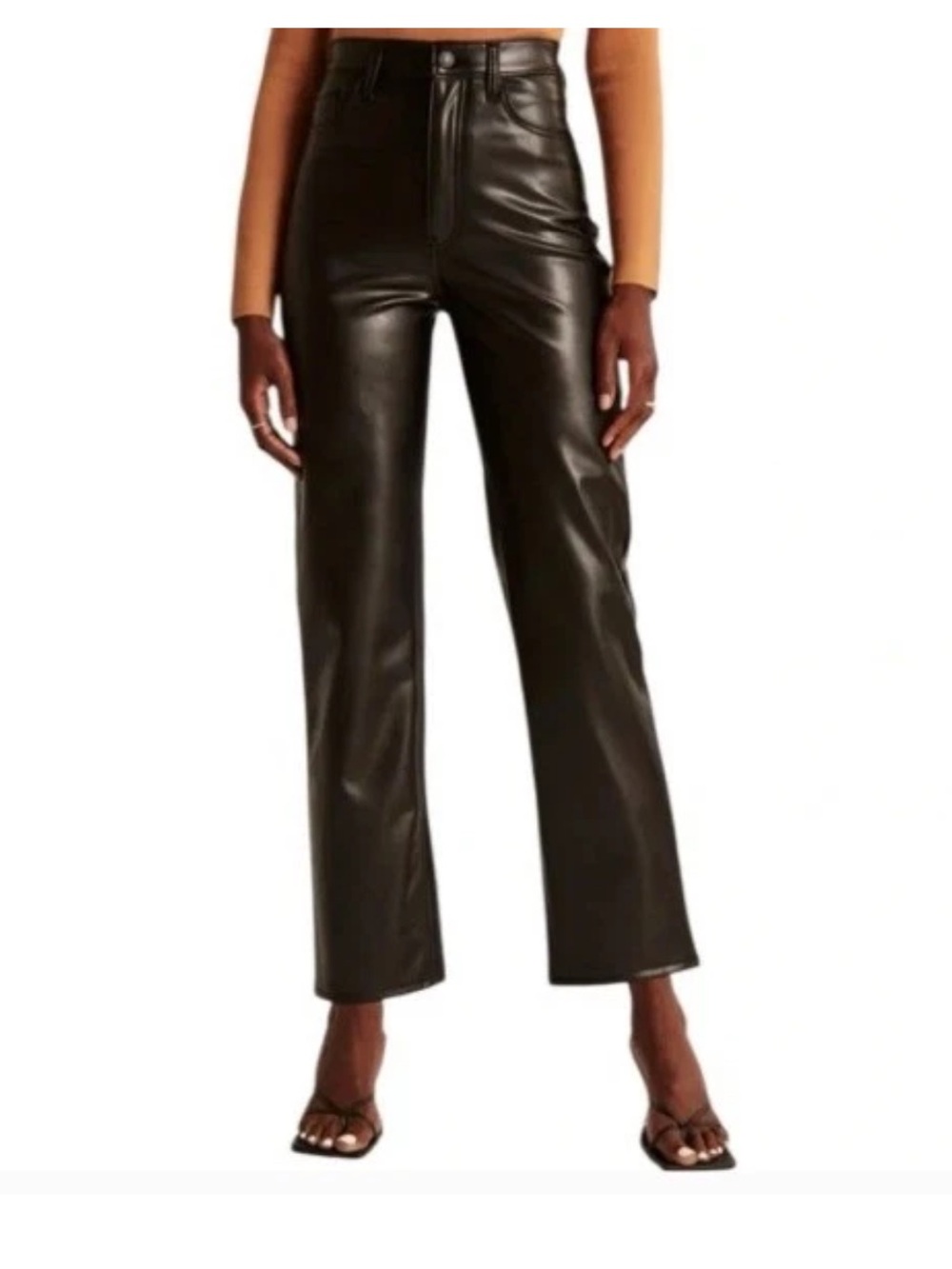 Abercrombie & Fitch 90’s Straight Ultra High Rise Curve Love Faux Leather 32/14